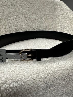 Loft Black Suede Leather Wide Waist Belt M/L. New With Tags